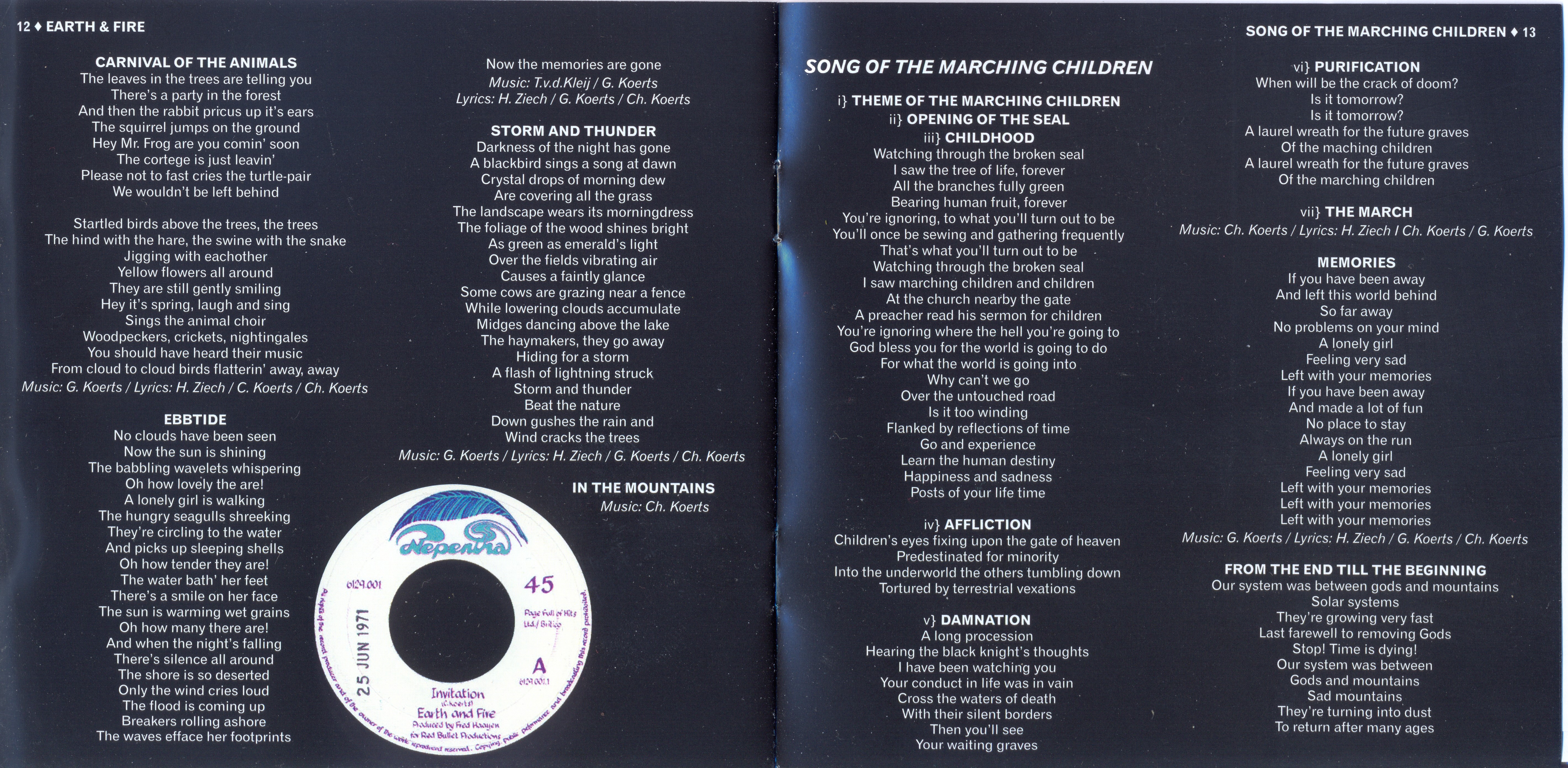 Earth & Fire  Song Of The Marching Children : Booklet 7